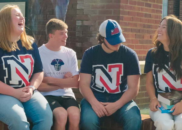 Northwest Shoals students talking together on campus.